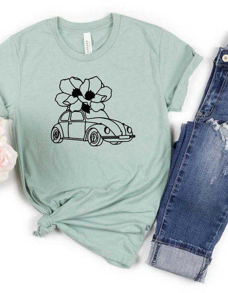 Floral Volkswagon Screen Print Transfer - Print My Images