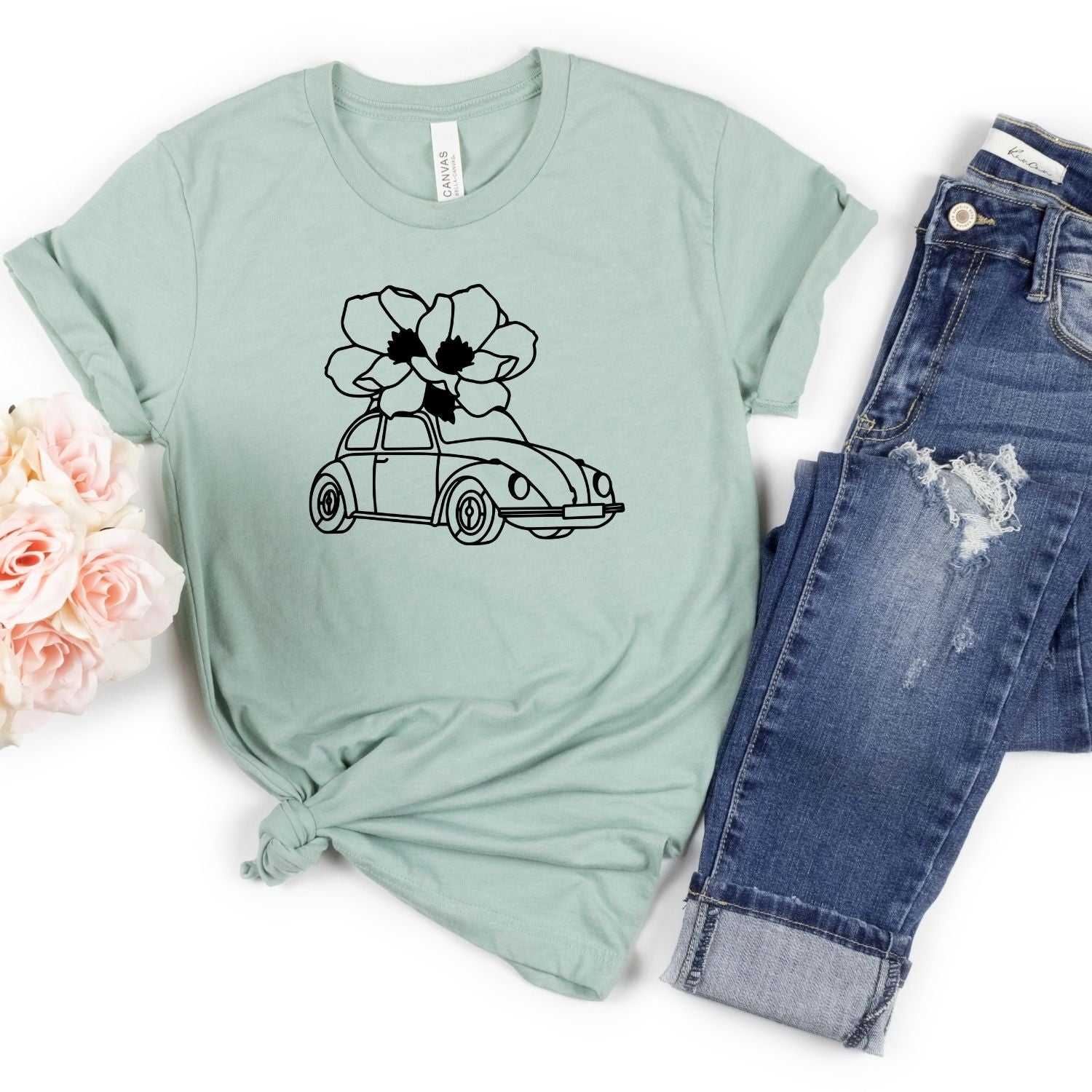 Floral Volkswagon Screen Print Transfer - Print My Images