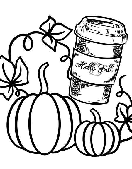 Hello Fall Coffee Screen Print Transfer - Print My Images