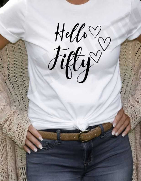 Hello Fifty Screen Print Transfer - Print My Images
