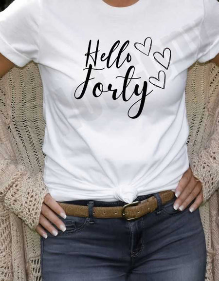 Hello Forty Screen Print Transfer - Print My Images