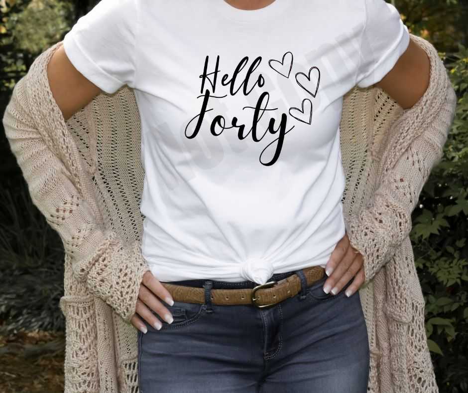 Hello Forty Screen Print Transfer - Print My Images