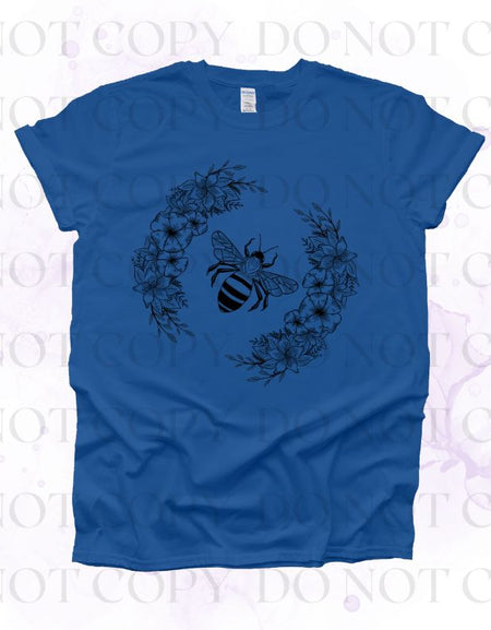 Bee With Flowers Screen Print Transfer - Print My Images
